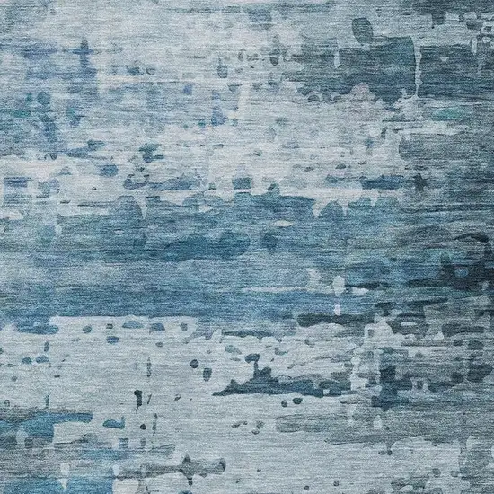 Blue And Gray Abstract Washable Area Rug With UV Protection Photo 7