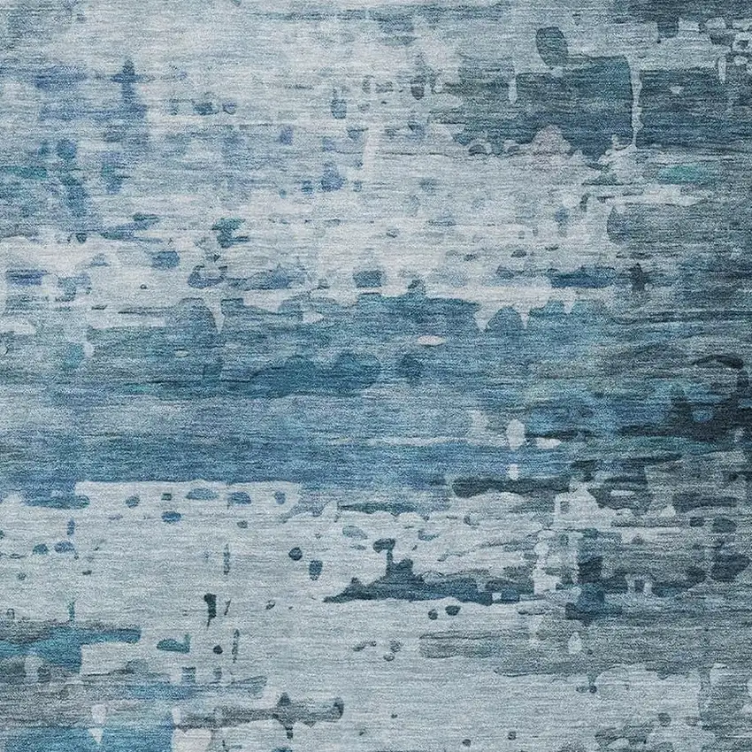 Blue And Gray Abstract Washable Area Rug With UV Protection Photo 7
