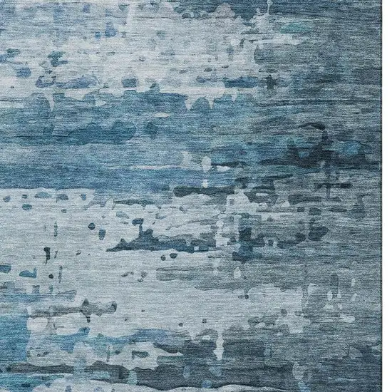 Blue And Gray Abstract Washable Area Rug With UV Protection Photo 3