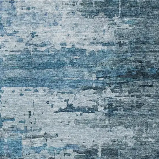 Blue And Gray Abstract Washable Area Rug With UV Protection Photo 3