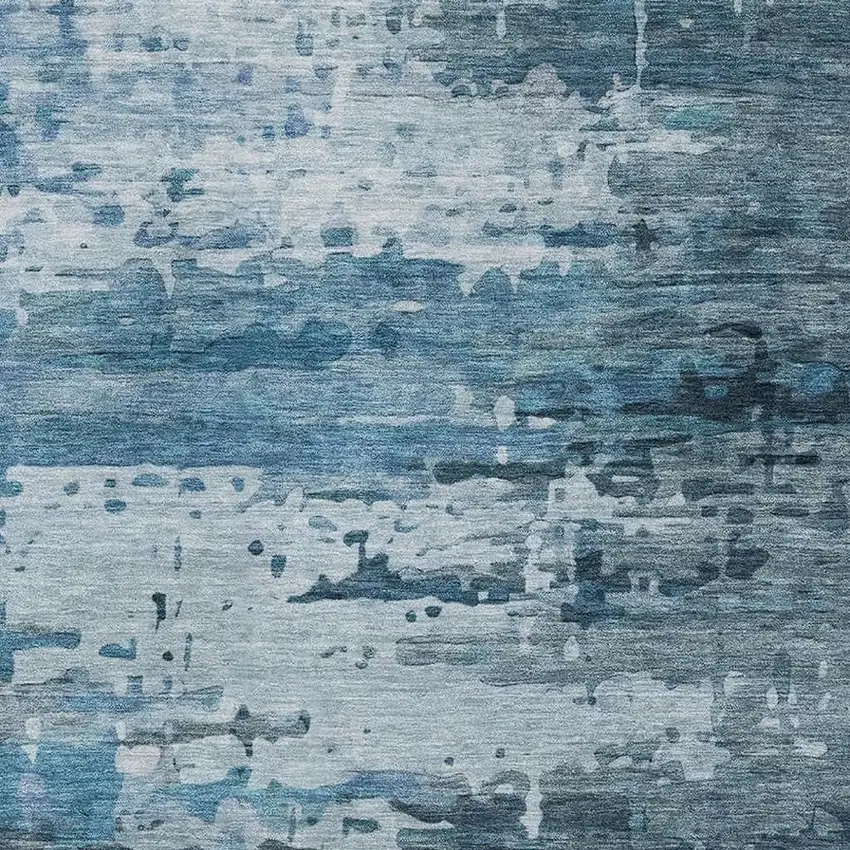 Blue And Gray Abstract Washable Area Rug With UV Protection Photo 3