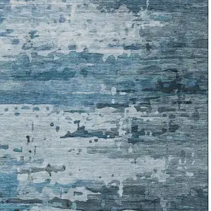 Photo of Blue And Gray Abstract Washable Area Rug With UV Protection