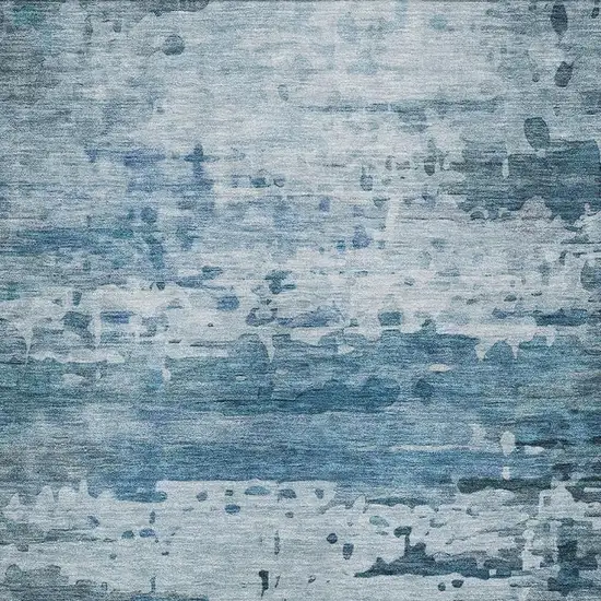 Blue And Gray Abstract Washable Area Rug With UV Protection Photo 7
