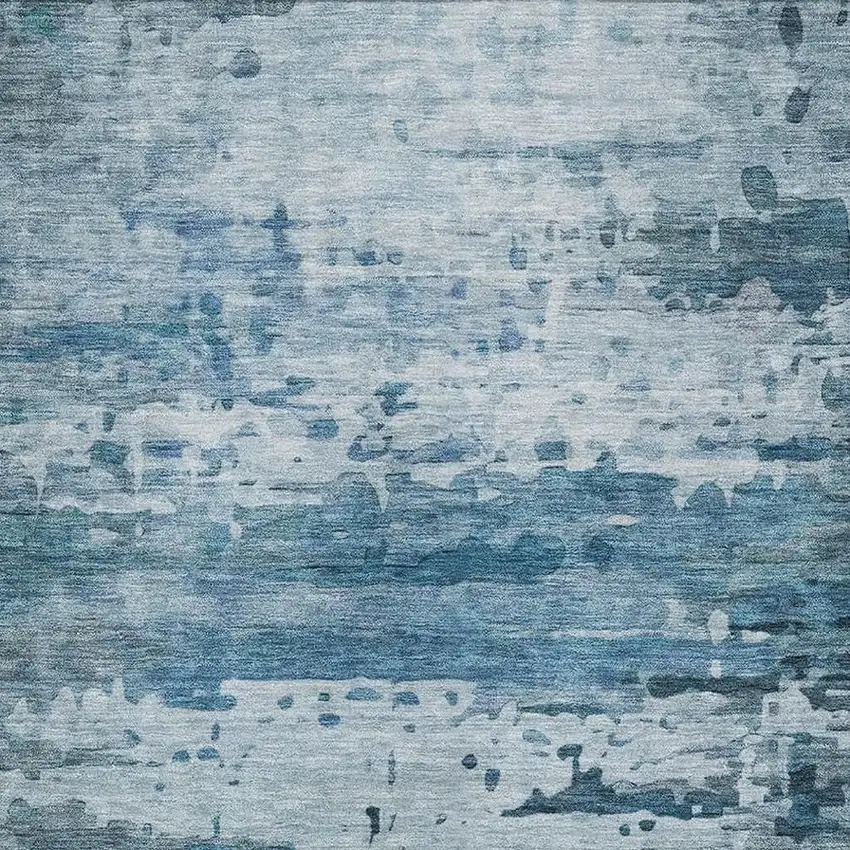 Blue And Gray Abstract Washable Area Rug With UV Protection Photo 7