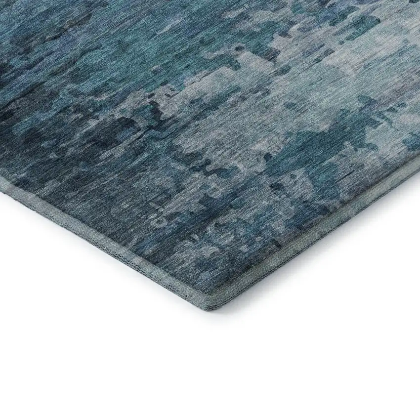 Blue And Gray Abstract Washable Area Rug With UV Protection Photo 9