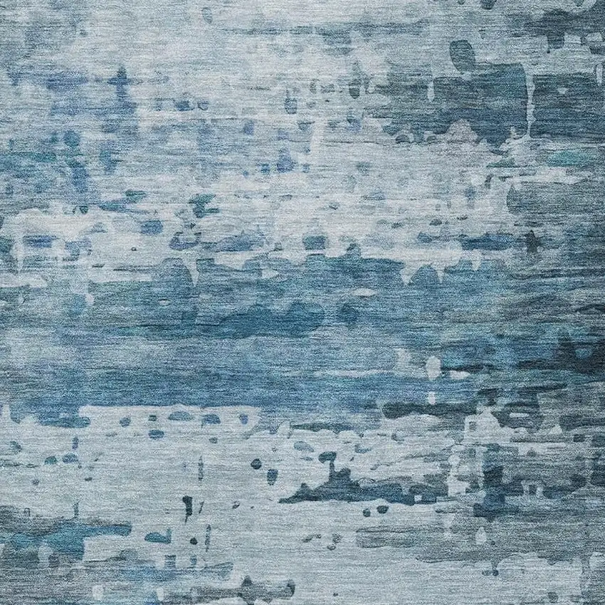 Blue And Gray Abstract Washable Area Rug With UV Protection Photo 3
