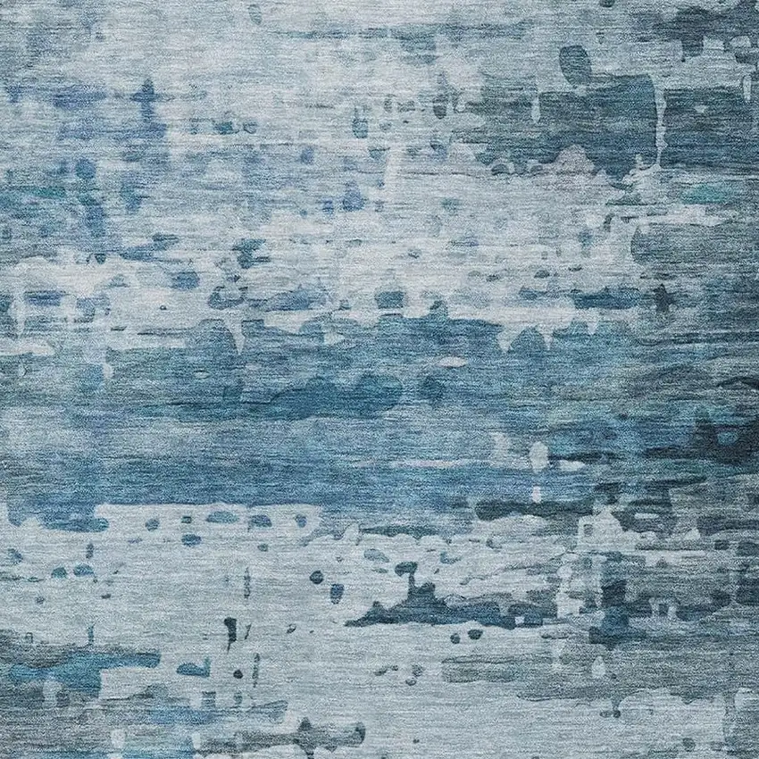 Blue And Gray Abstract Washable Area Rug With UV Protection Photo 3