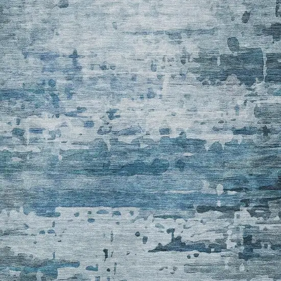 Blue And Gray Abstract Washable Area Rug With UV Protection Photo 7