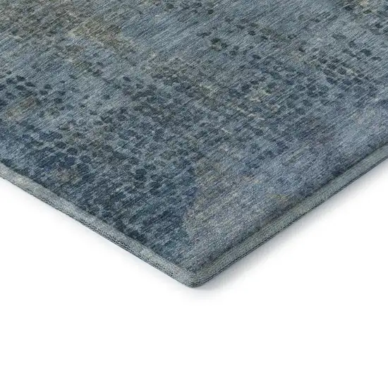 Blue And Gray Abstract Washable Area Rug With UV Protection Photo 4