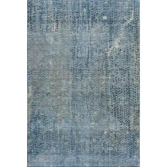 Blue And Gray Abstract Washable Area Rug With UV Protection Photo 3