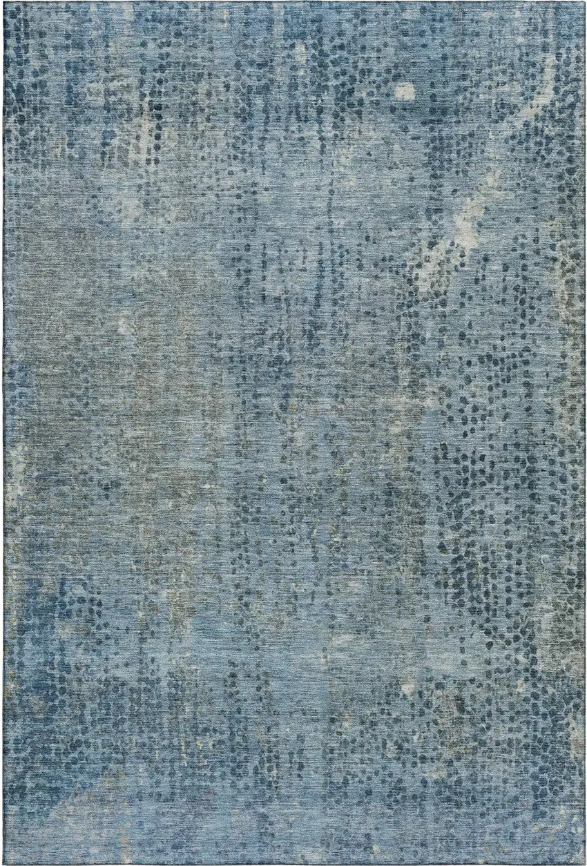 Blue And Gray Abstract Washable Area Rug With UV Protection Photo 3