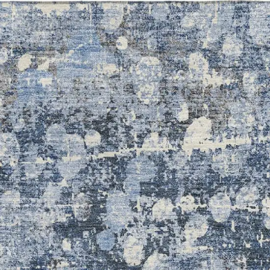 Blue And Gray Abstract Washable Area Rug With UV Protection Photo 3