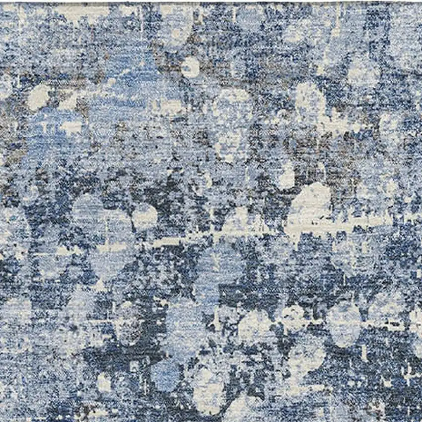 Blue And Gray Abstract Washable Area Rug With UV Protection Photo 3