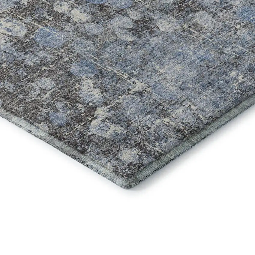 Blue And Gray Abstract Washable Area Rug With UV Protection Photo 6