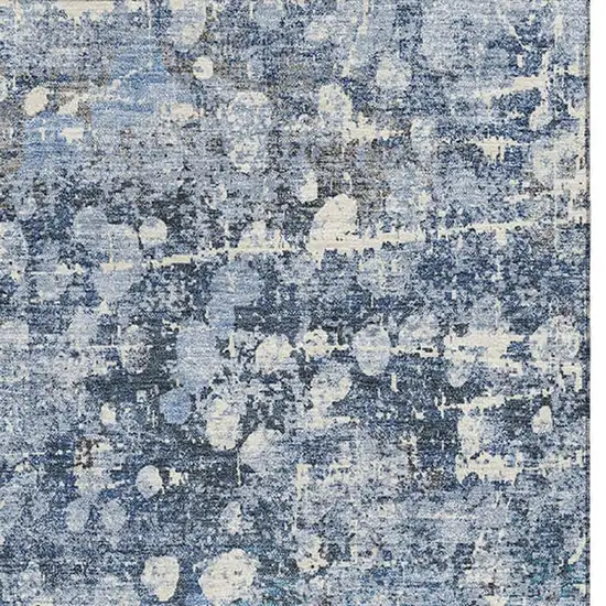 Blue And Gray Abstract Washable Area Rug With UV Protection Photo 4