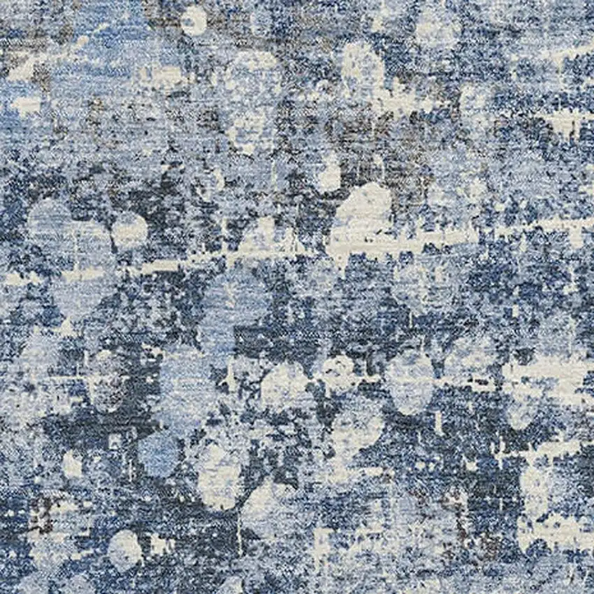 Blue And Gray Abstract Washable Area Rug With UV Protection Photo 3