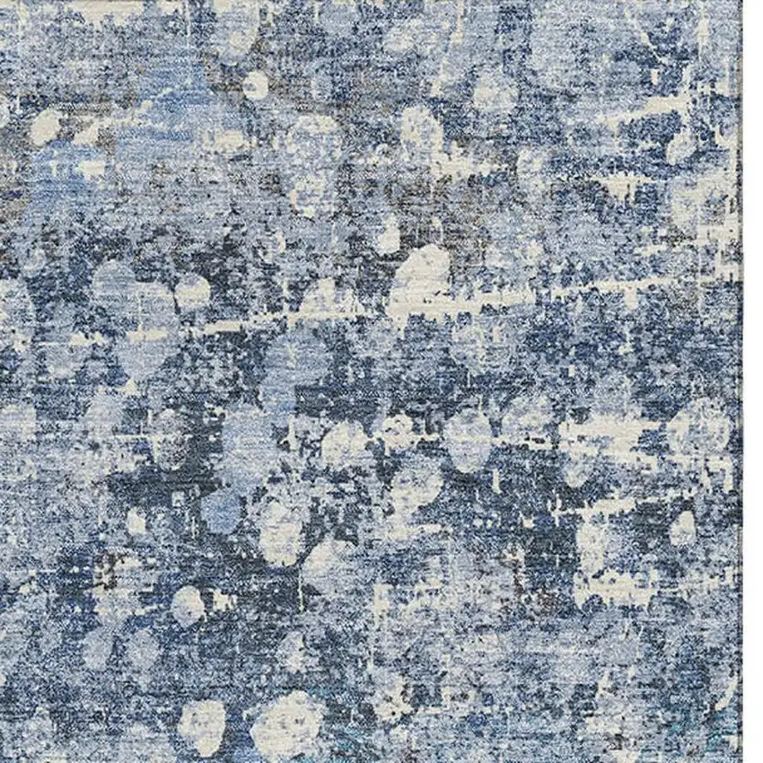 Blue And Gray Abstract Washable Area Rug With UV Protection Photo 4