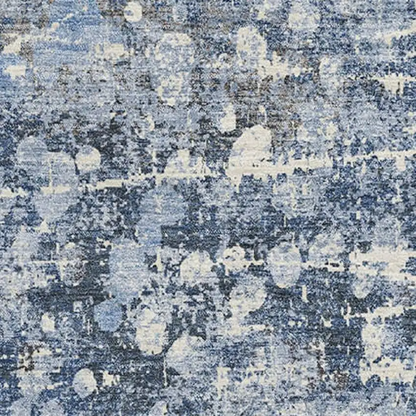 Blue And Gray Abstract Washable Area Rug With UV Protection Photo 3