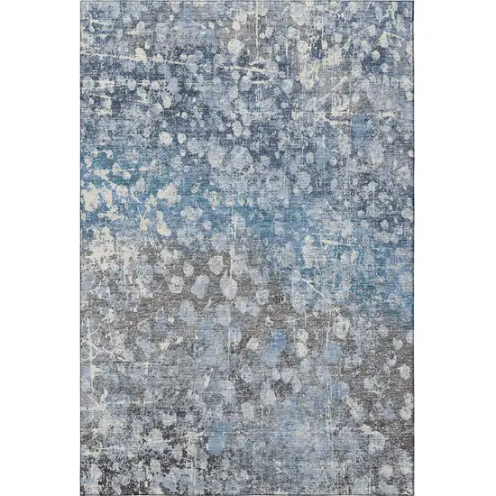 Blue And Gray Abstract Washable Area Rug With UV Protection Photo 4