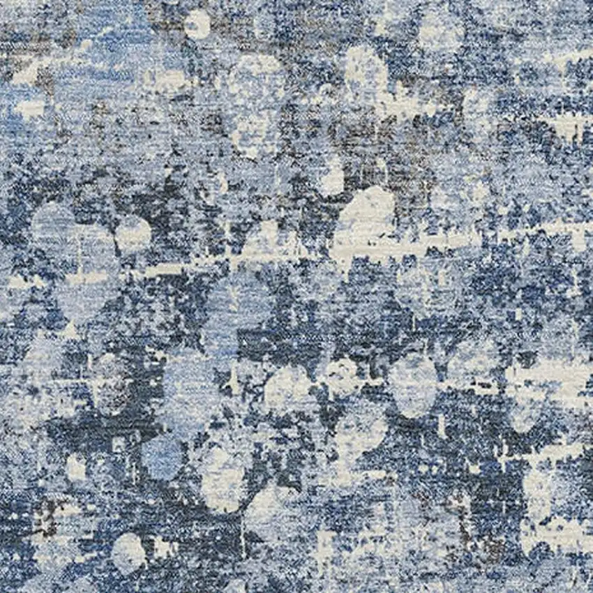 Blue And Gray Abstract Washable Area Rug With UV Protection Photo 3
