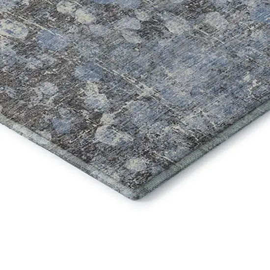 Blue And Gray Abstract Washable Area Rug With UV Protection Photo 7