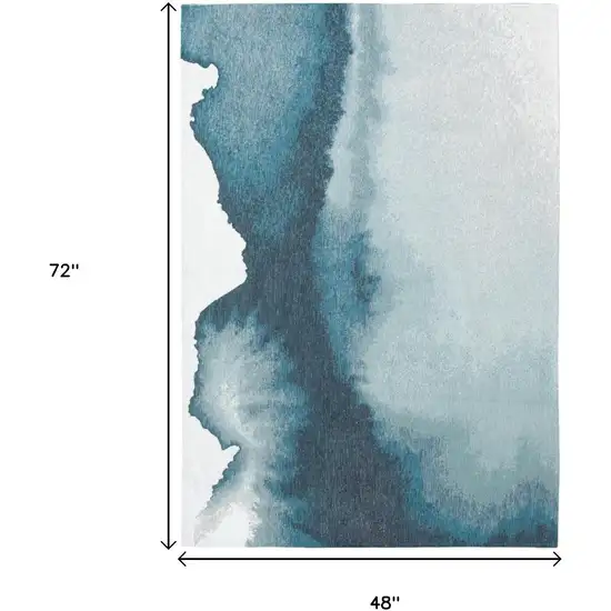 Blue And Gray Abstract Washable Area Rug Photo 6