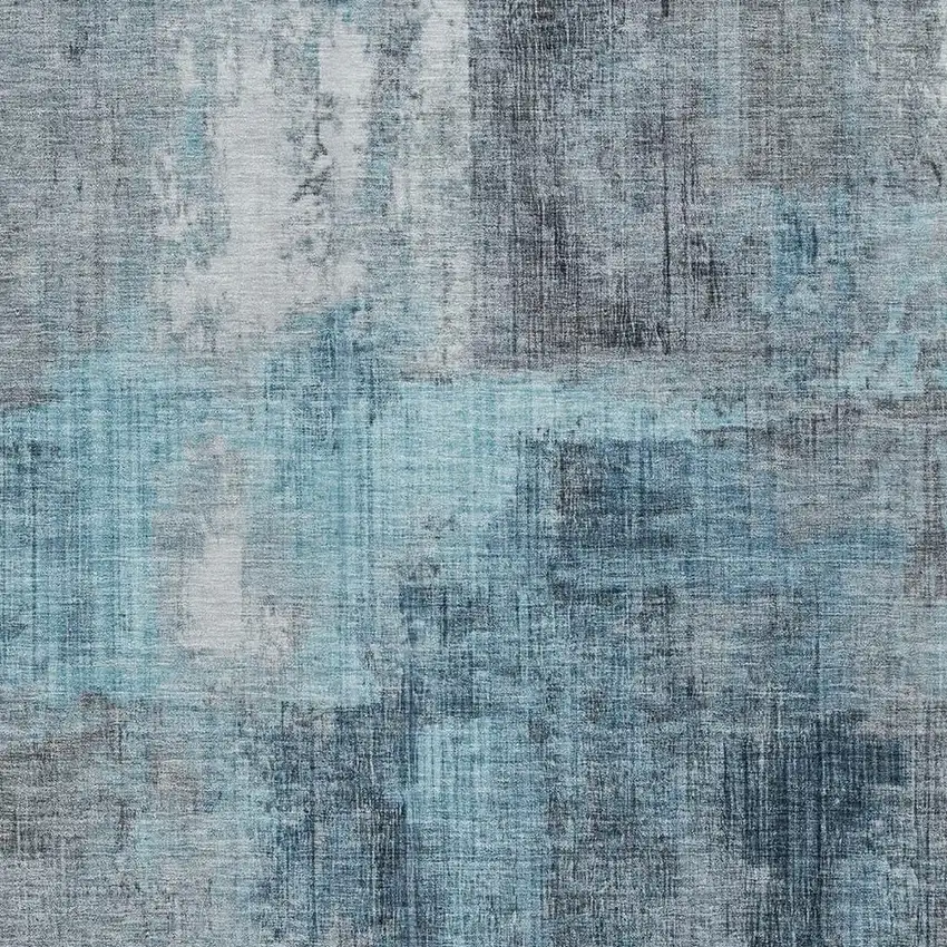 Blue And Gray Abstract Washable Indoor Outdoor Area Rug Photo 4