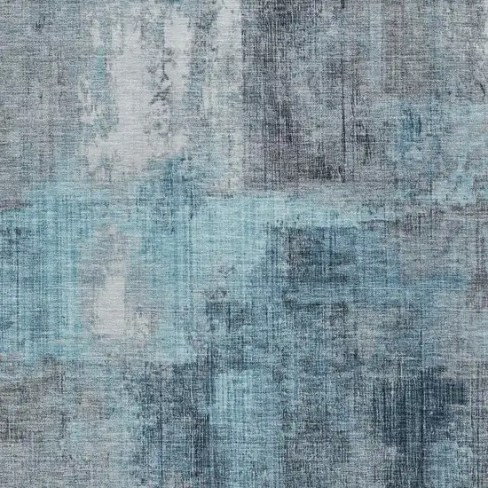 Blue And Gray Abstract Washable Indoor Outdoor Area Rug Photo 4