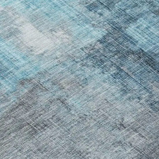 Blue And Gray Abstract Washable Indoor Outdoor Area Rug Photo 8