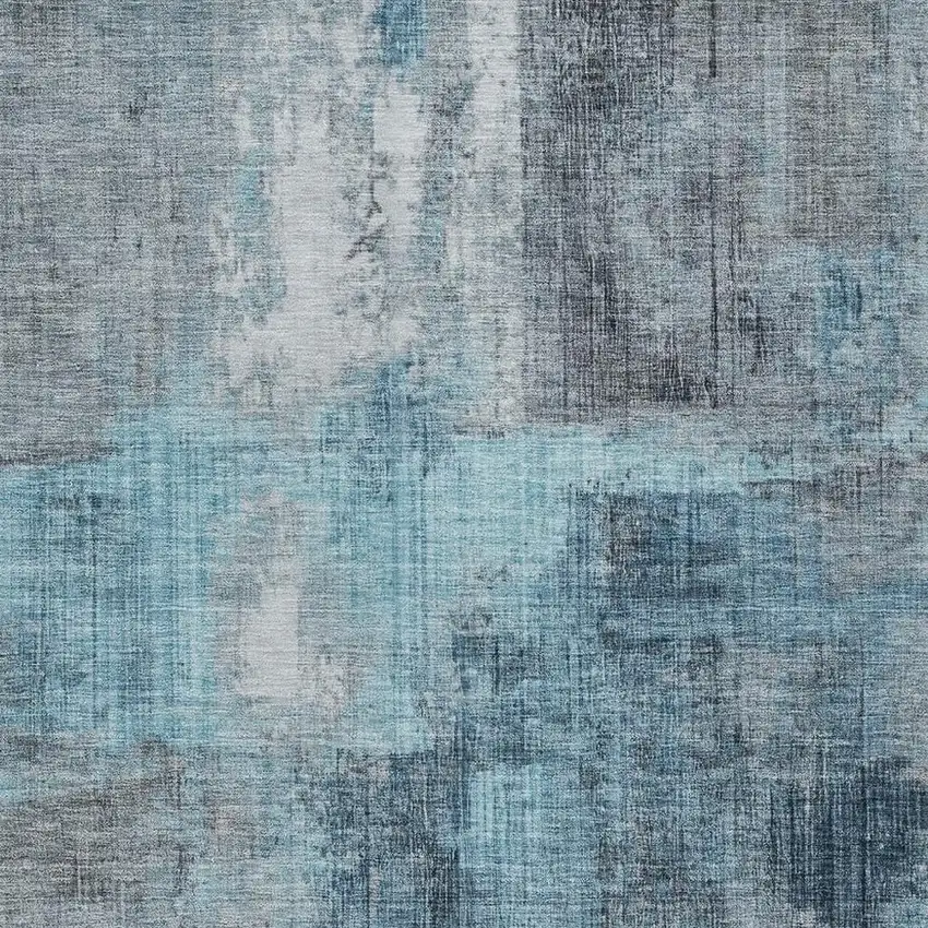 Blue And Gray Abstract Washable Indoor Outdoor Area Rug Photo 4
