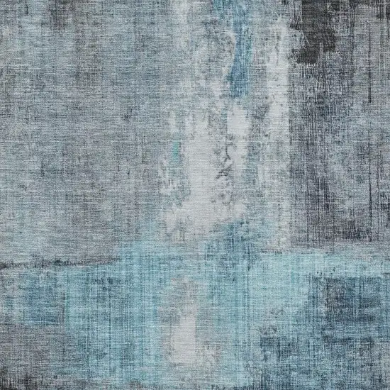 Blue And Gray Abstract Washable Indoor Outdoor Area Rug Photo 4