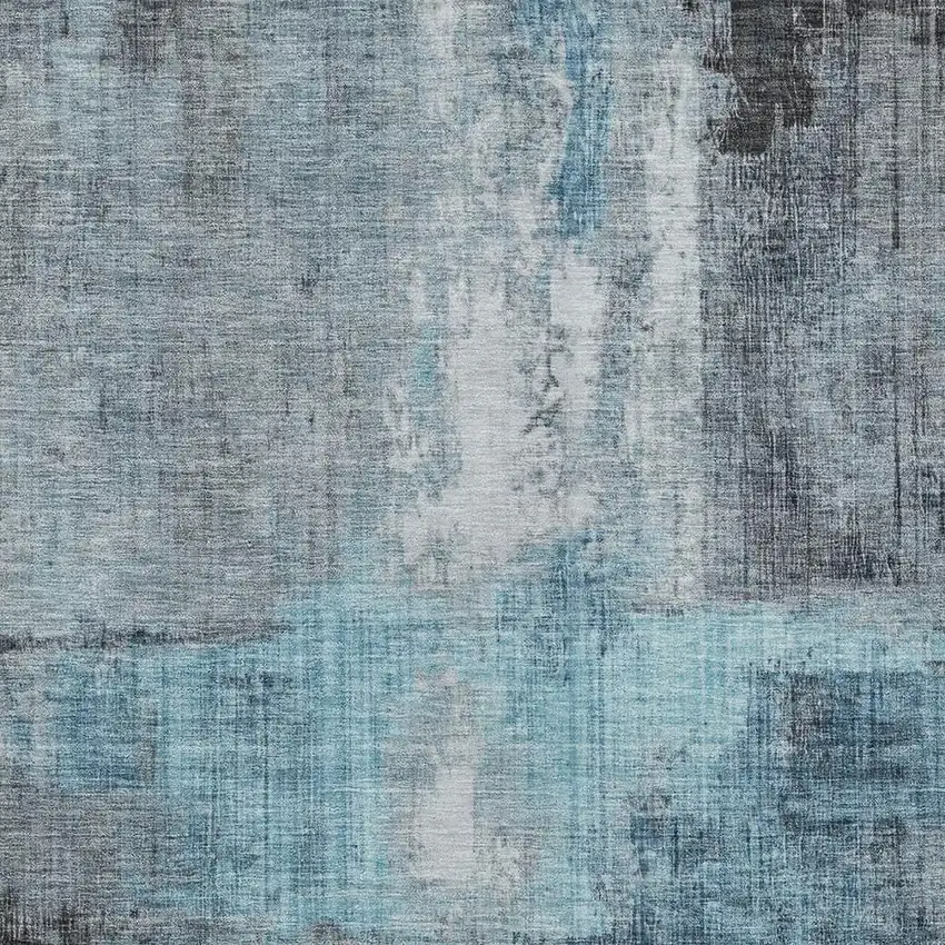 Blue And Gray Abstract Washable Indoor Outdoor Area Rug Photo 4