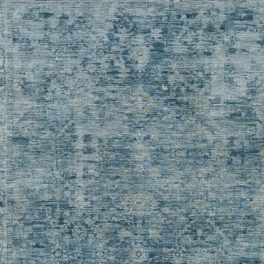 Blue And Gray Abstract Washable Indoor Outdoor Area Rug Photo 4
