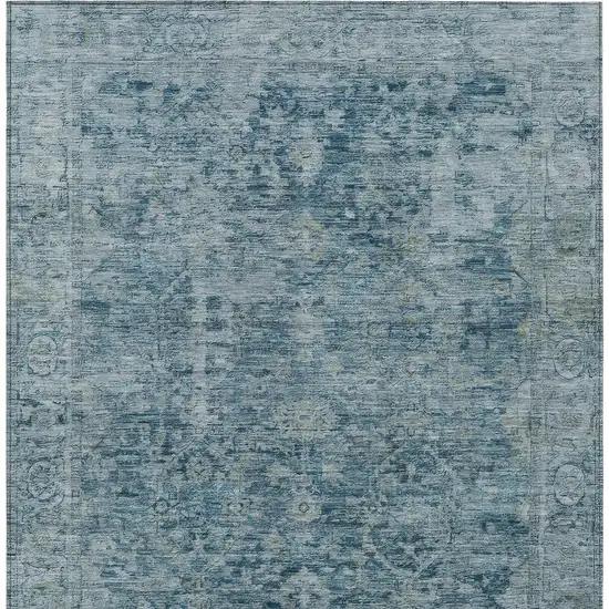 Blue And Gray Abstract Washable Indoor Outdoor Area Rug Photo 4