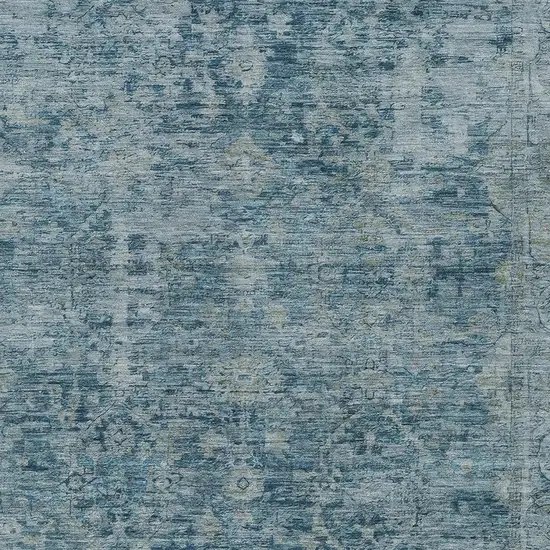 Blue And Gray Abstract Washable Indoor Outdoor Area Rug Photo 3
