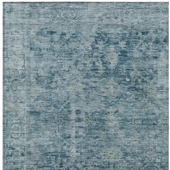 Blue And Gray Abstract Washable Indoor Outdoor Area Rug Photo 4