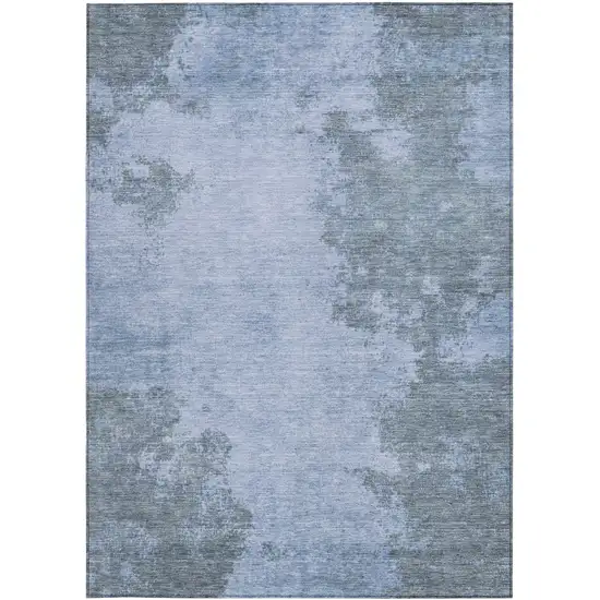 Blue And Gray Abstract Washable Indoor Outdoor Area Rug Photo 4