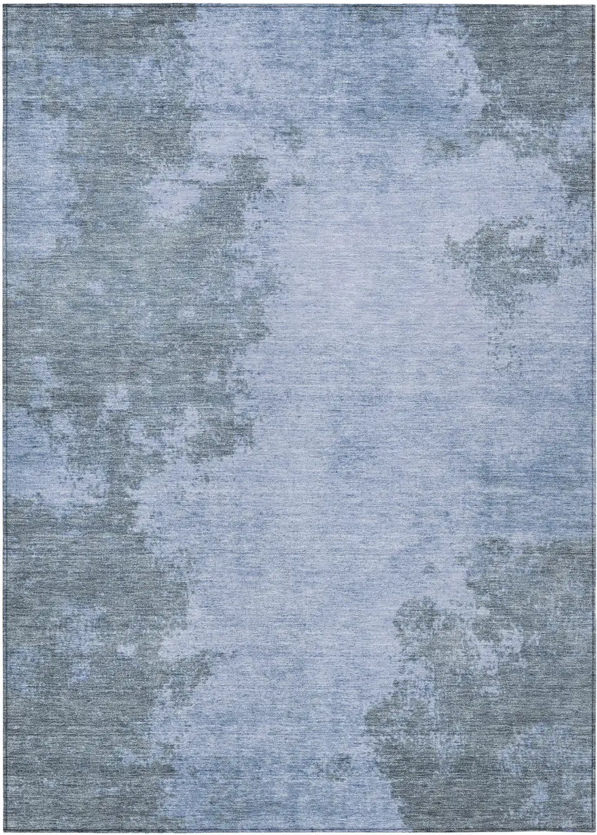 Blue And Gray Abstract Washable Indoor Outdoor Area Rug Photo 8