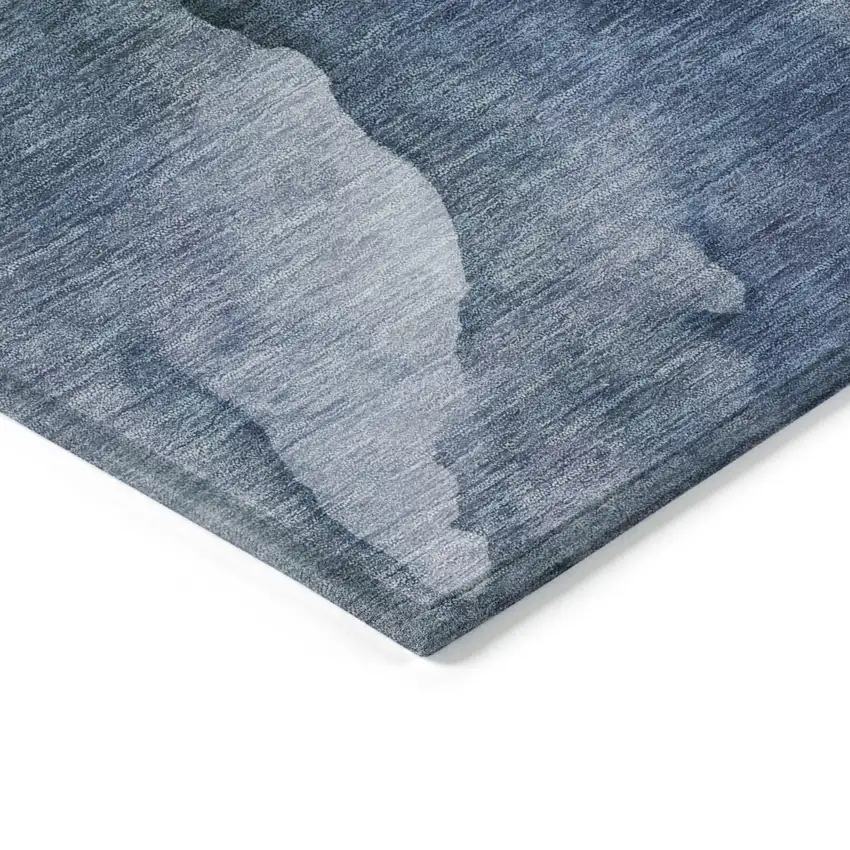 Blue And Gray Abstract Washable Indoor Outdoor Area Rug Photo 9