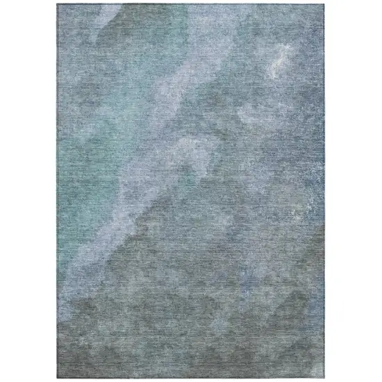 Blue And Gray Abstract Washable Indoor Outdoor Area Rug Photo 8