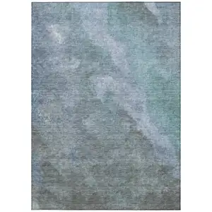 Photo of Blue And Gray Abstract Washable Indoor Outdoor Area Rug