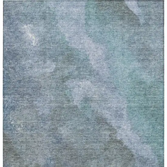 Blue And Gray Abstract Washable Indoor Outdoor Area Rug Photo 3