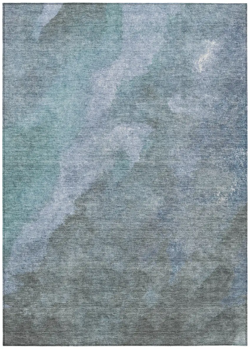 Blue And Gray Abstract Washable Indoor Outdoor Area Rug Photo 7
