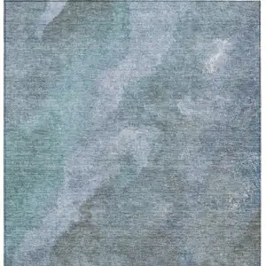 Photo of Blue And Gray Abstract Washable Indoor Outdoor Area Rug