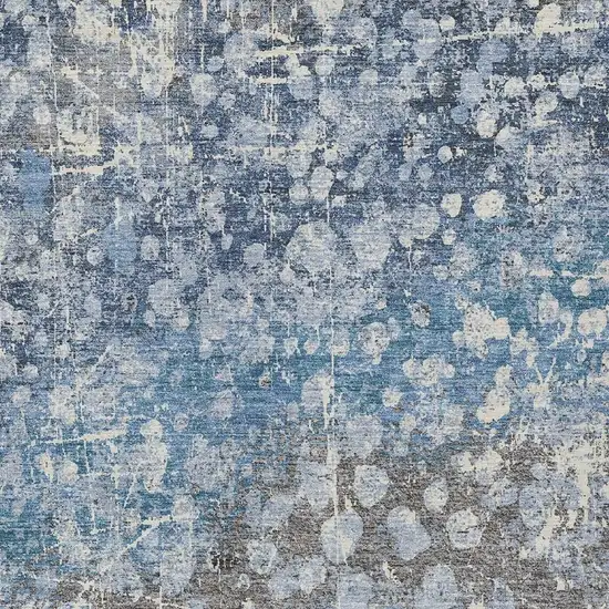 Blue And Gray Abstract Washable Indoor Outdoor Area Rug Photo 4