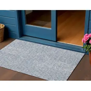 Photo of Blue And Gray Abstract Washable Indoor Outdoor Area Rug