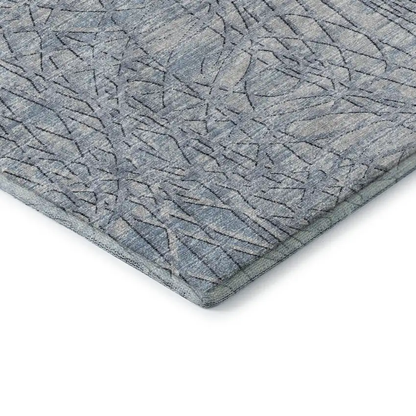 Blue And Gray Abstract Washable Indoor Outdoor Area Rug Photo 5