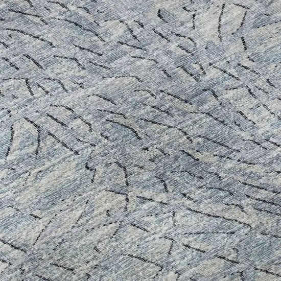 Blue And Gray Abstract Washable Indoor Outdoor Area Rug Photo 8