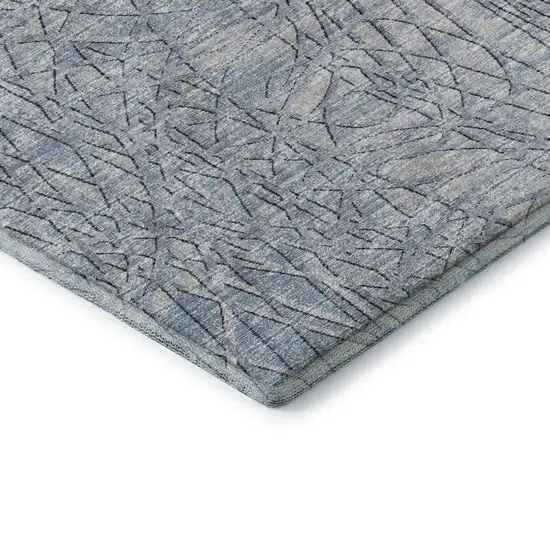 Blue And Gray Abstract Washable Indoor Outdoor Area Rug Photo 4