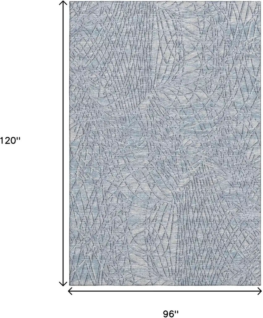 Blue And Gray Abstract Washable Indoor Outdoor Area Rug Photo 3
